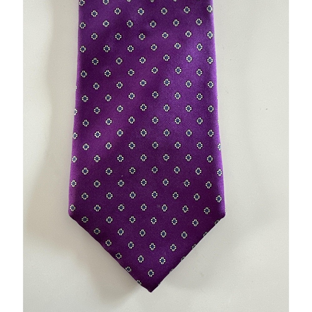 Vintage Chaps Ralph Lauren Tie Men Purple Geometric Silk Made USA Classic 90s